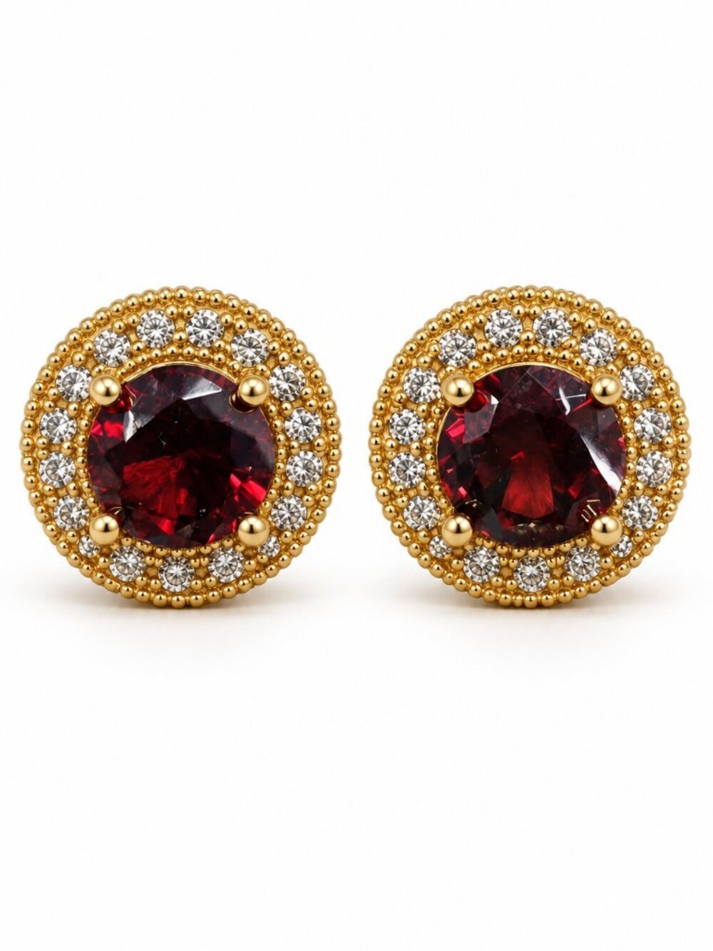 Valentina Ruby Red Crystal Stainless Steel Stud Earrings